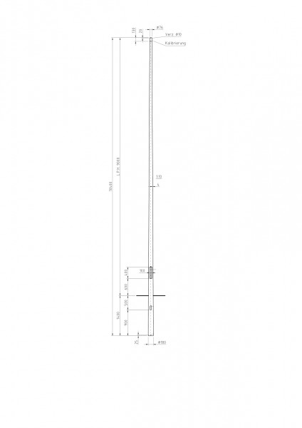 Conischer Stahlmast Zopf D=76 L=9m